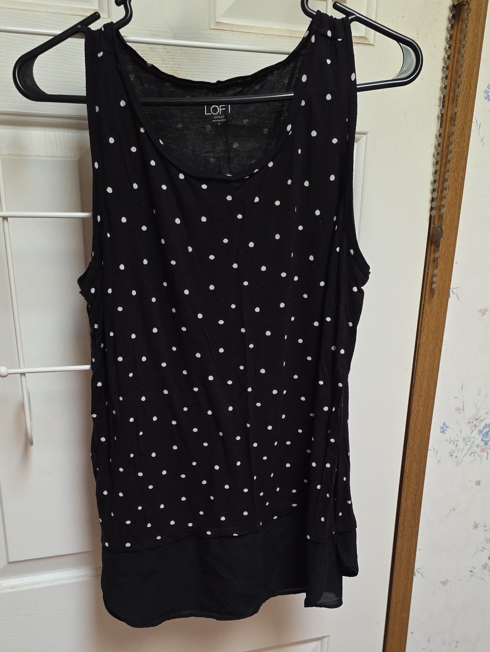 LOFT Black Polka Dot Layered Sleeveless Tank